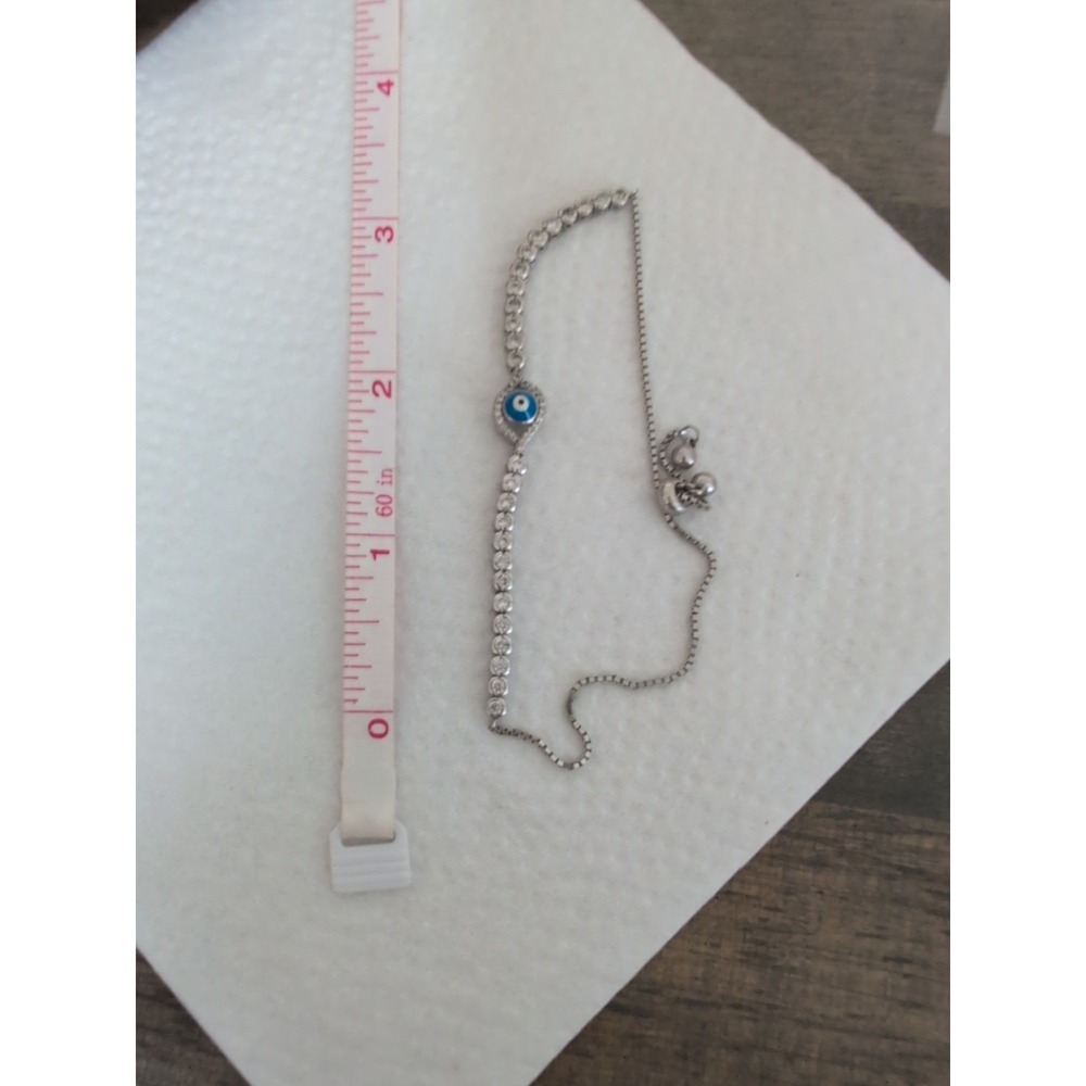 925 Sterling Silver Evil Eye Cubic Zirconia Bracelet